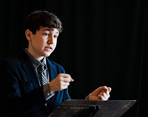a challenge student giving a presentation